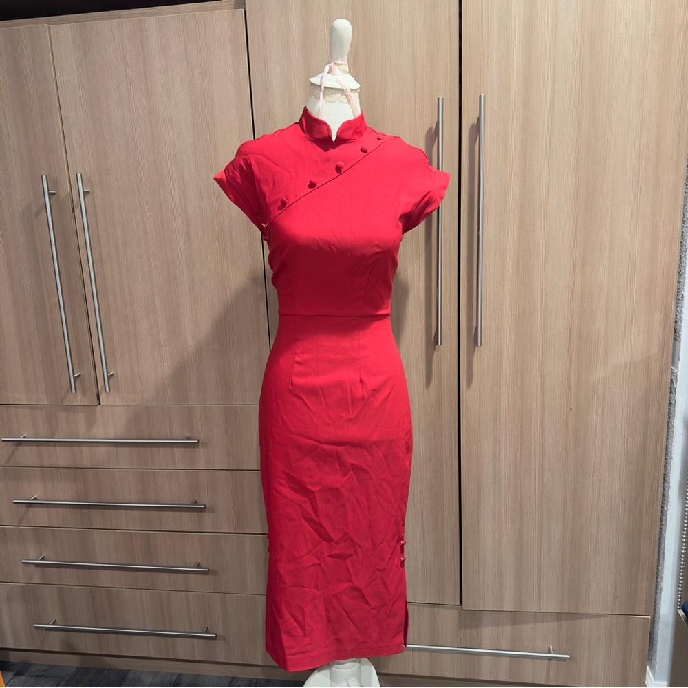 Stop Staring Alicia Estrada Red Midi Dress